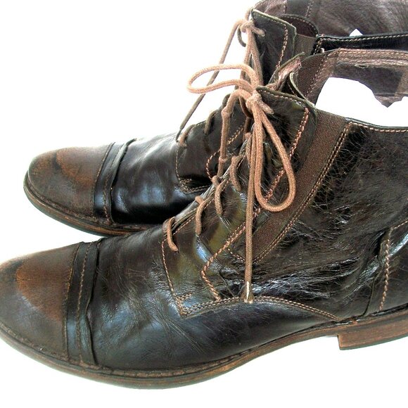 Ermenegildo Zegna Handmade Brown Leather Luxury Hobo Boots 11M $1420 - Picture 6 of 13